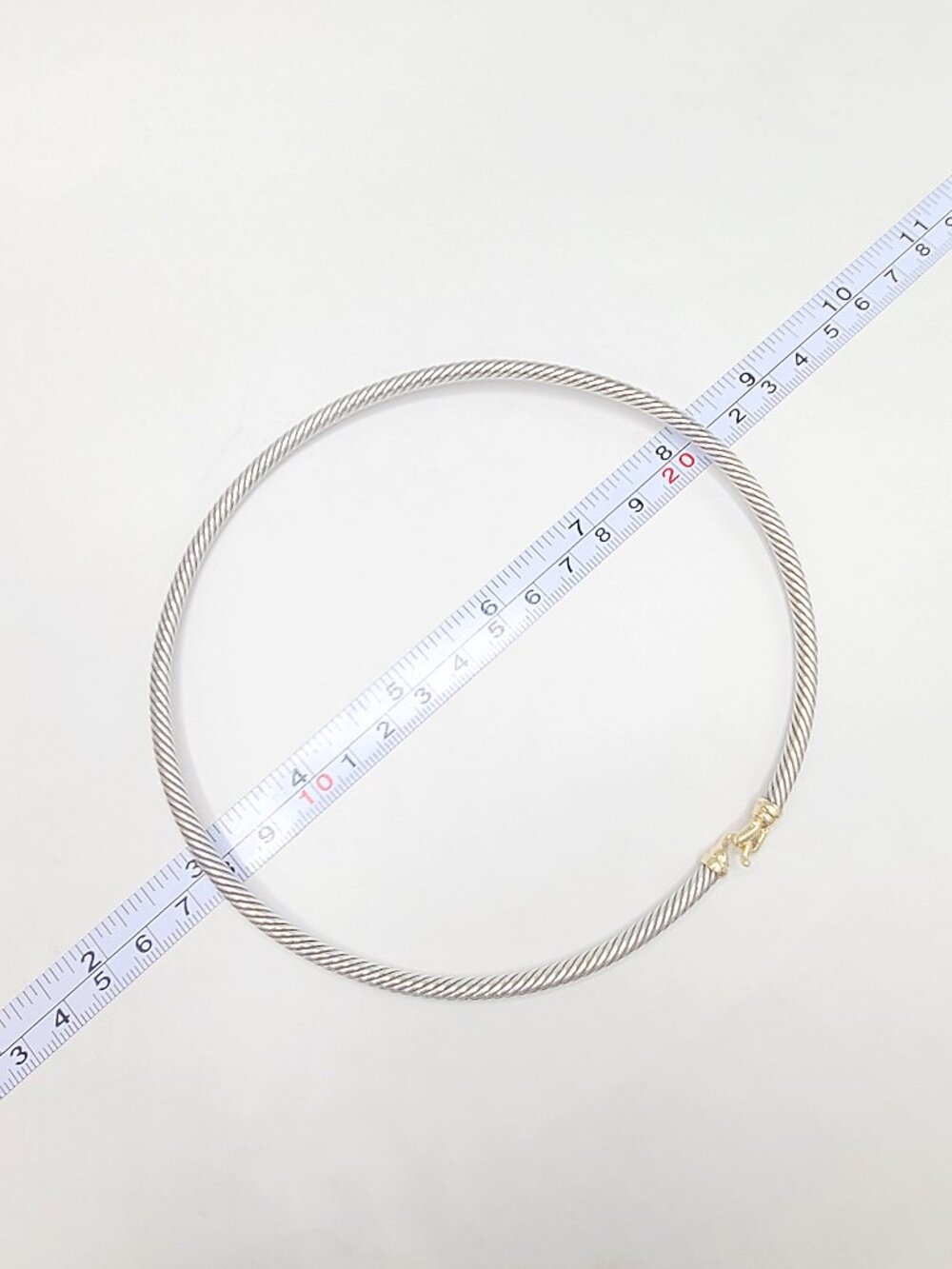 David Yurman Cable Buckle Choker Necklace w/ 18K Yellow Gold - 4mm - 15" - RARE - Picture 15 of 15